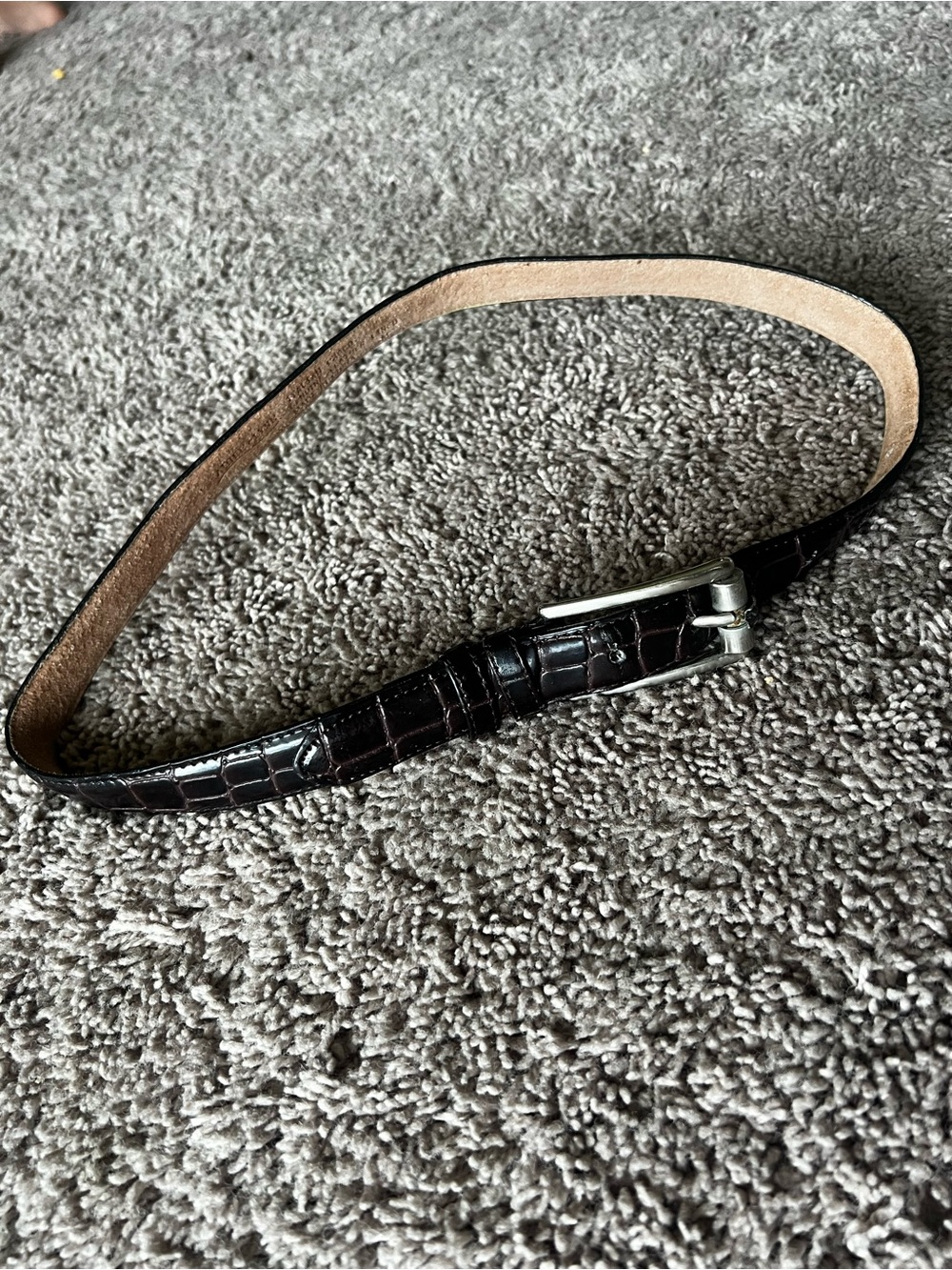 Aimee Lynn Italian Croc Genuine Leather Lined Womens Black Belt Size M Vintage